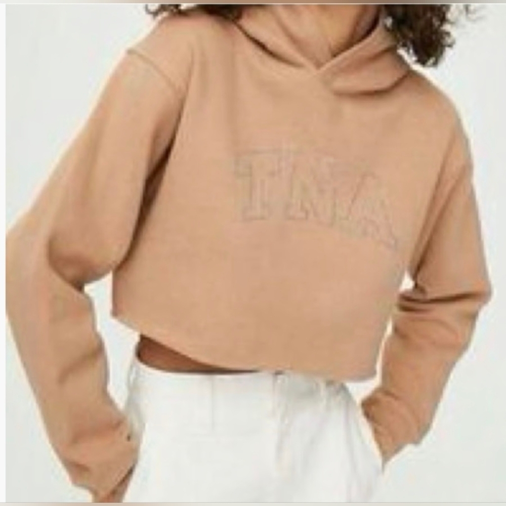 ARITZIA TnA The Perfect Crop Hoodie Light  Rhinestone Bedazzled
